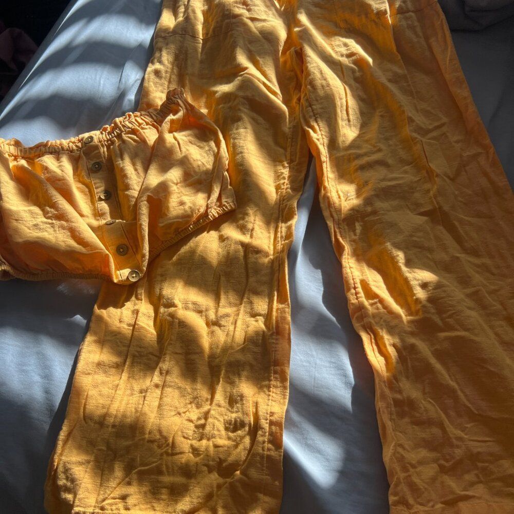 BILLABONG X SINCERELY‎ JULES Bring On Wide Leg Pants & top Cotton Mango Size M - Picture 7 of 16